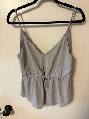 Babaton Light Gray Drawstring V-Neck Spaghetti Strap Camisole